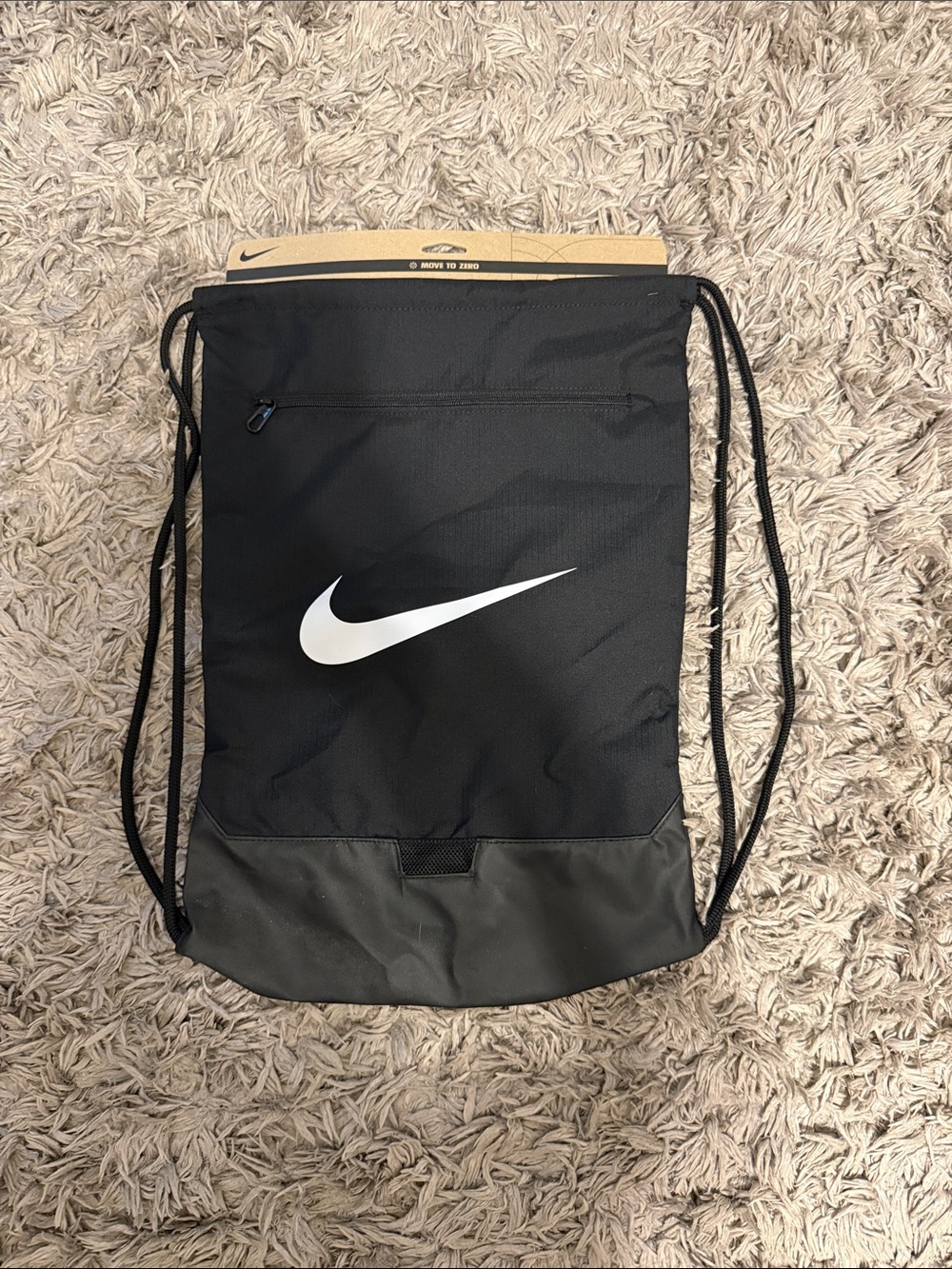 Nike Black Drawstring Backpack with White Swoosh